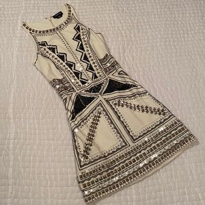 Bebe Embellished White Mini Dress, Size XXS